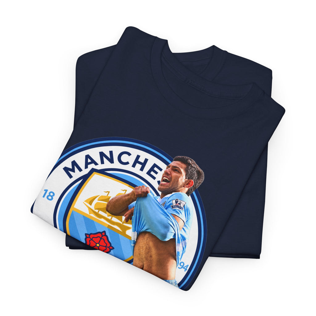 Sergio Aguero Manchester City Legend Soccer Tee — Player Celebration Graphic T-Shirt