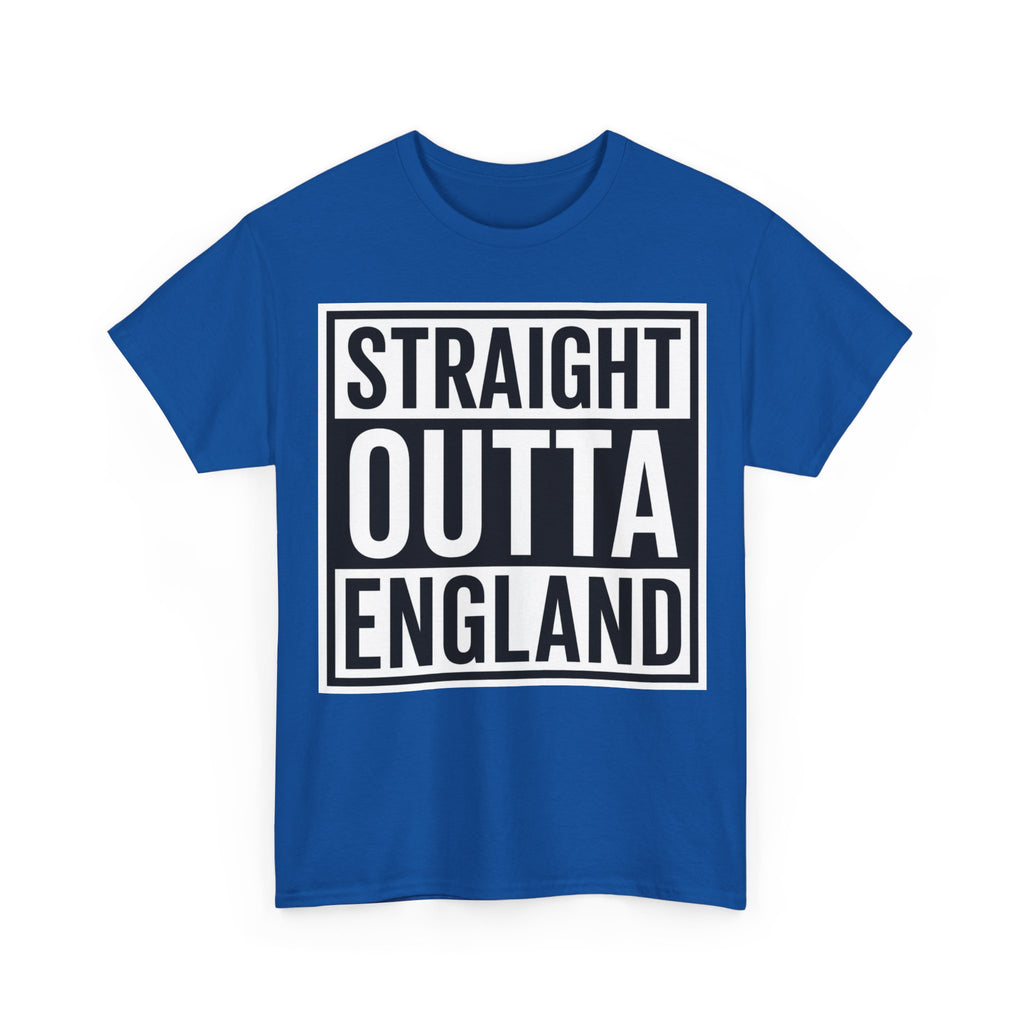 Straight Outta England T-Shirt — Bold Black Typography Tee for Brits & Expats