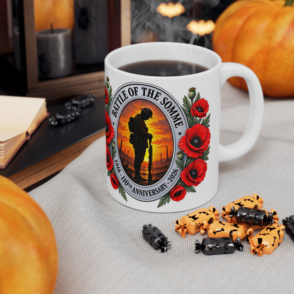 Battle of the Somme Poppy Memorial Mug — 11oz & 15oz Ceramic Coffee Cup