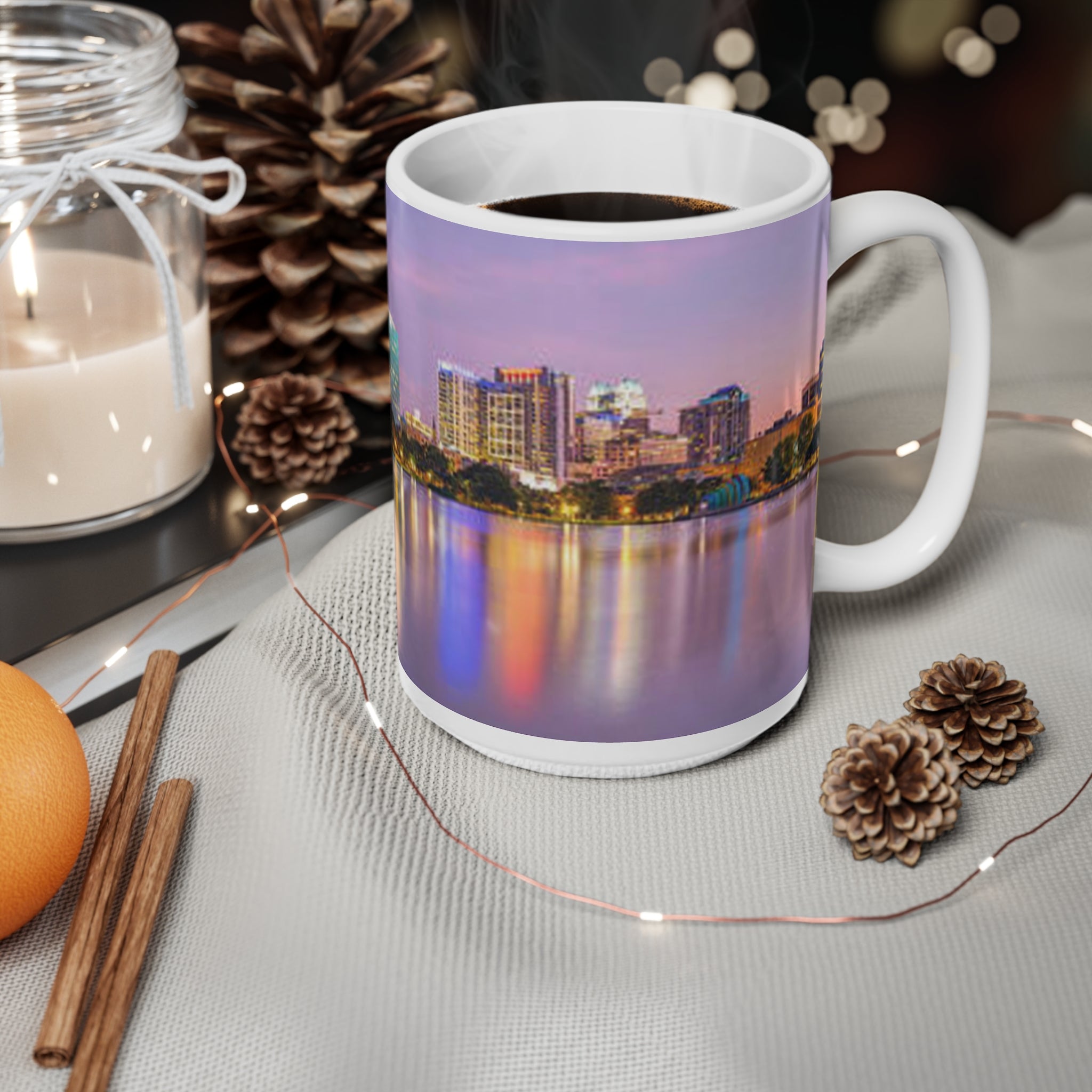 Orlando Night Skyline Ceramic Coffee Mug — Cityscape 11oz & 15oz