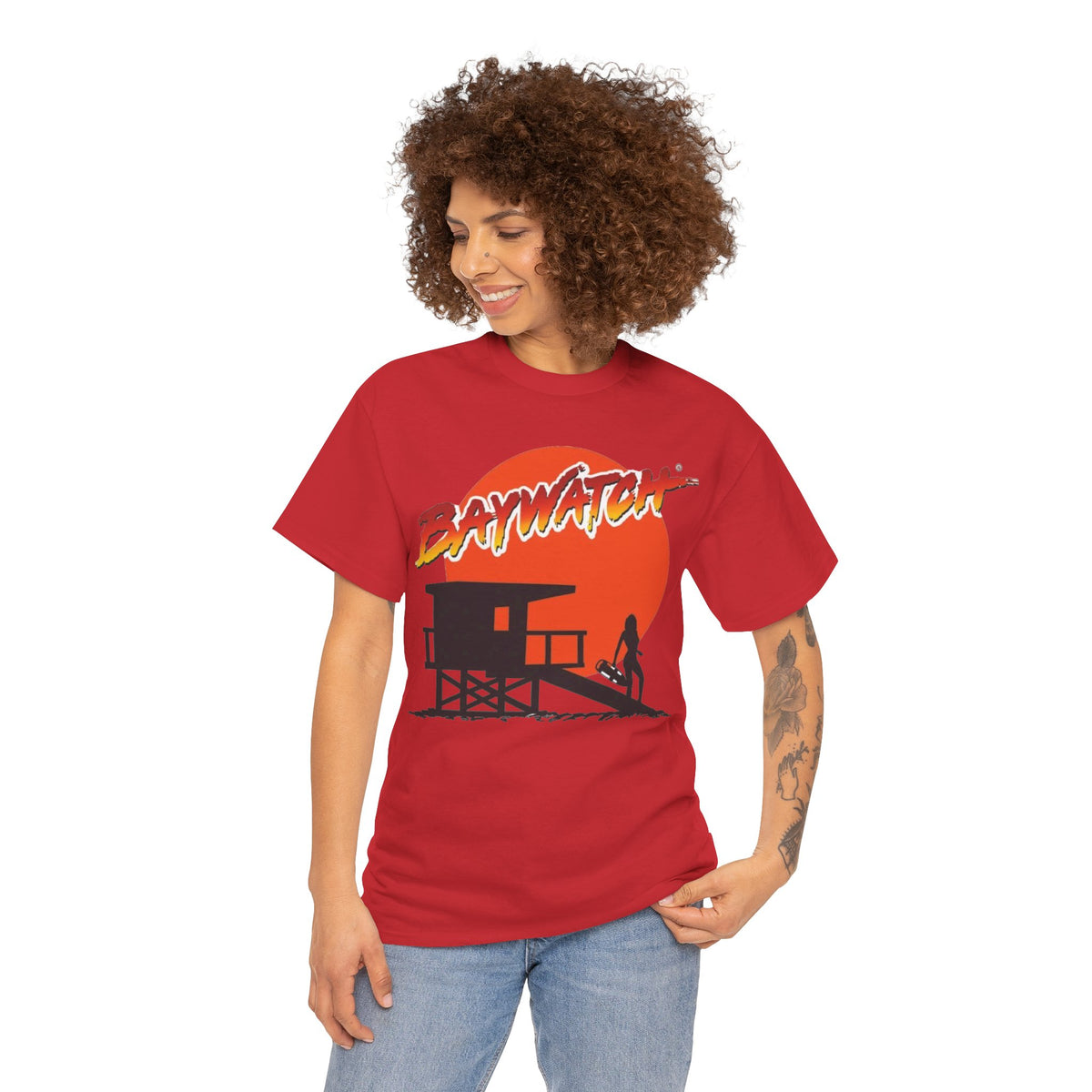 Baywatch Lifeguard Sunset Cotton T-Shirt