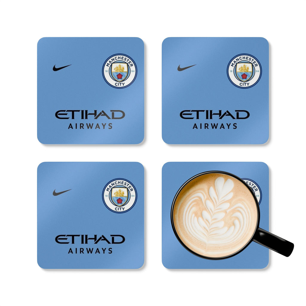 Manchester City Football Cork Coaster Set — Etihad Airways Logo
