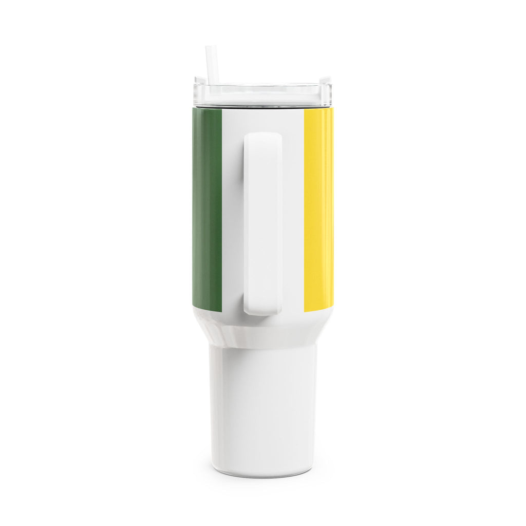40oz Manchester United Yellow & Green Tumbler – Insulated Travel Cup with Straw