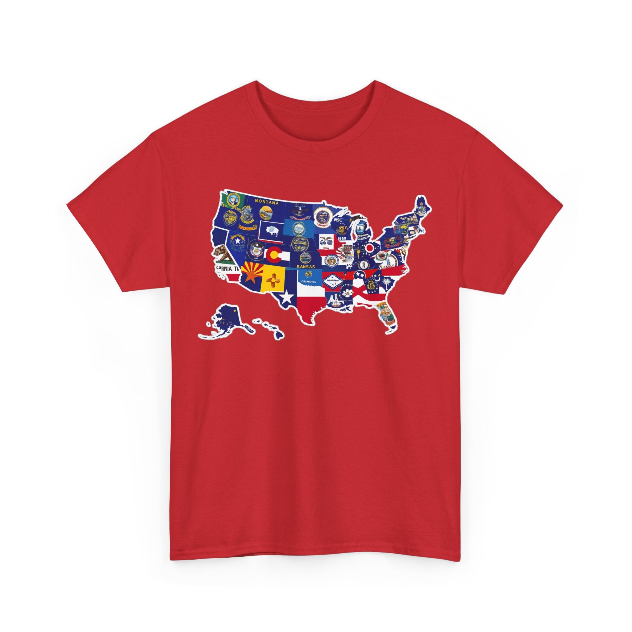 USA Map Flag T-Shirt — United States State Flag Map Tee