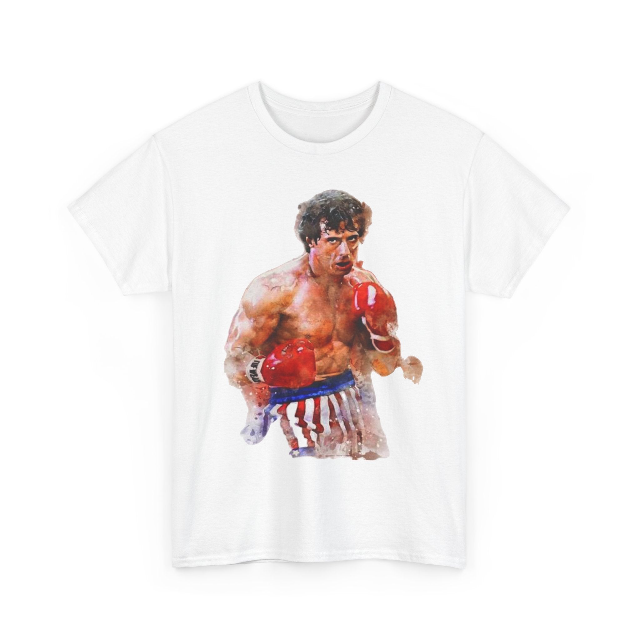 Boxer Rocky Painting T‑Shirt — Vintage American Flag Boxing Tee