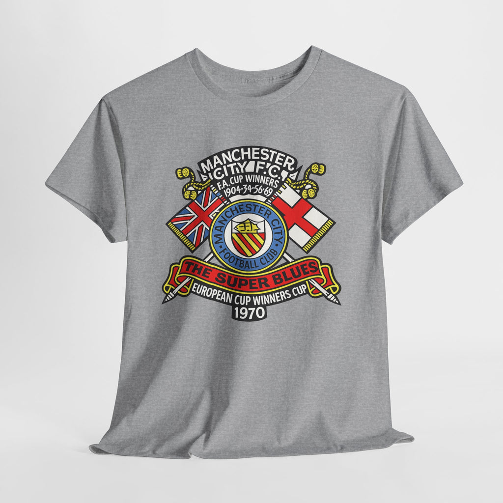Manchester City Vintage Crest Tee — 'The Super Blues' 1970 European Cup Winners