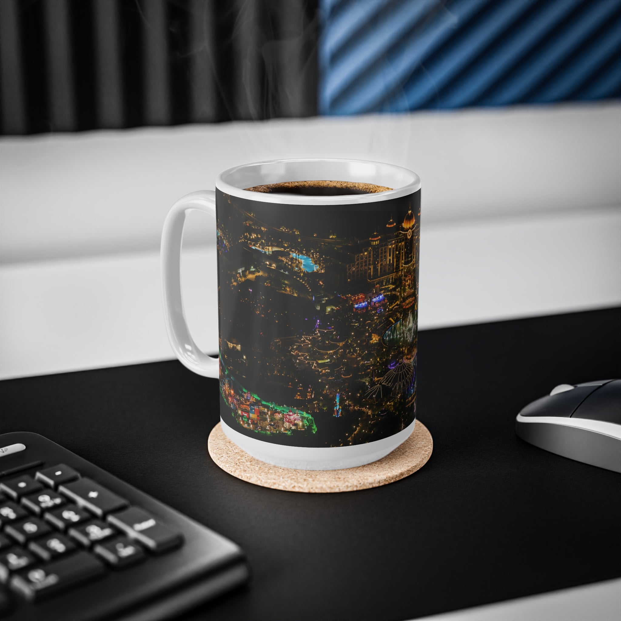 Epic Universe Nightscape Ceramic Coffee Mug — Neon Skyline 11oz & 15oz