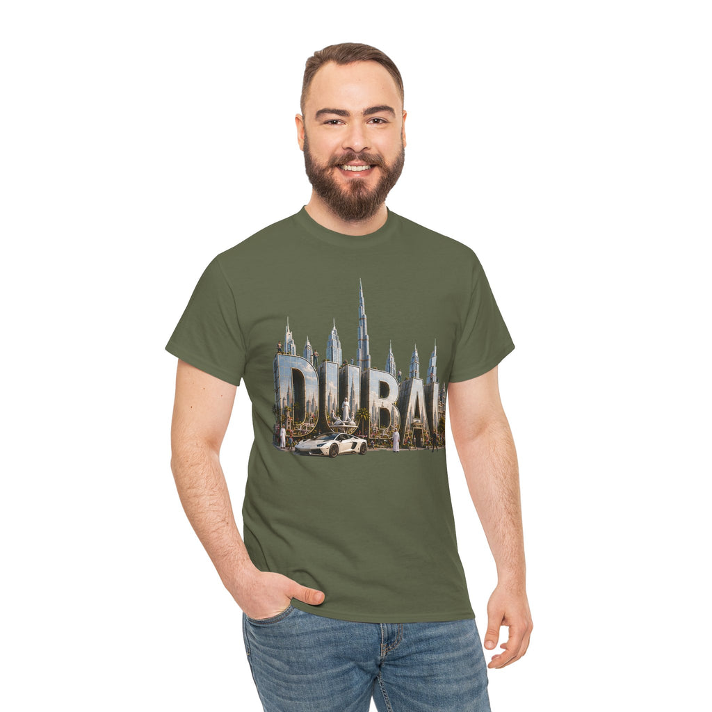 Dubai Skyline T-Shirt — Dubai Cityscape Graphic Tee with Burj Khalifa