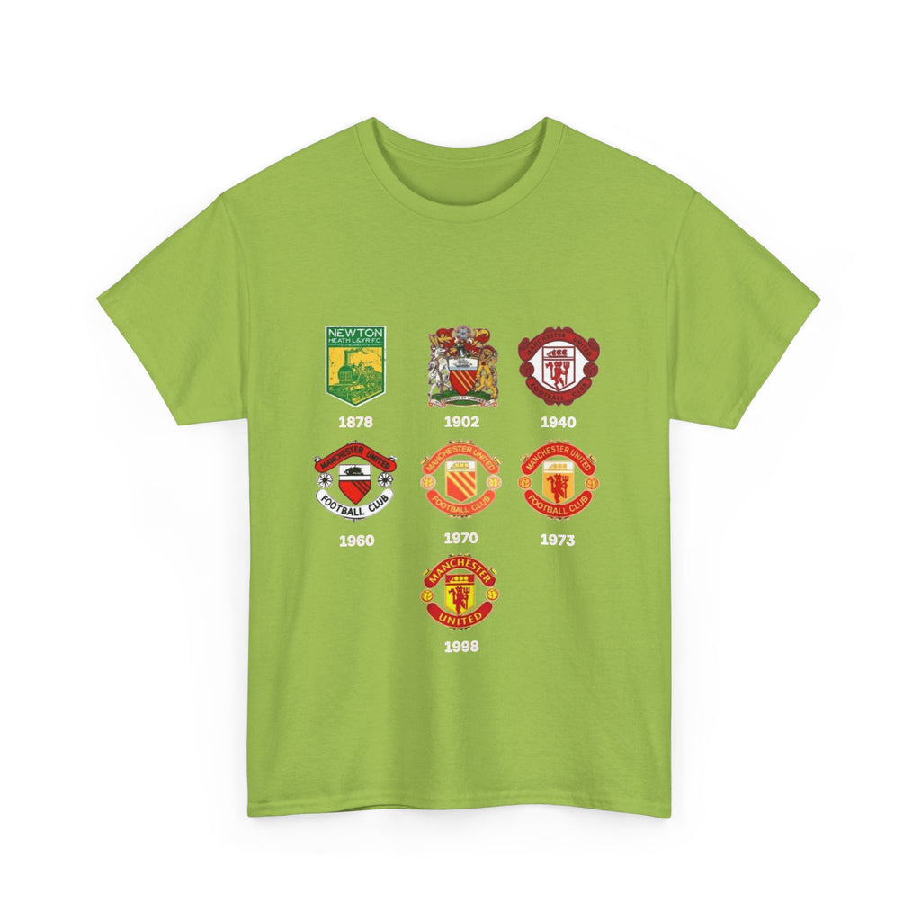 Manchester United Crest Evolution T-Shirt — Vintage Club Logo Timeline Tee