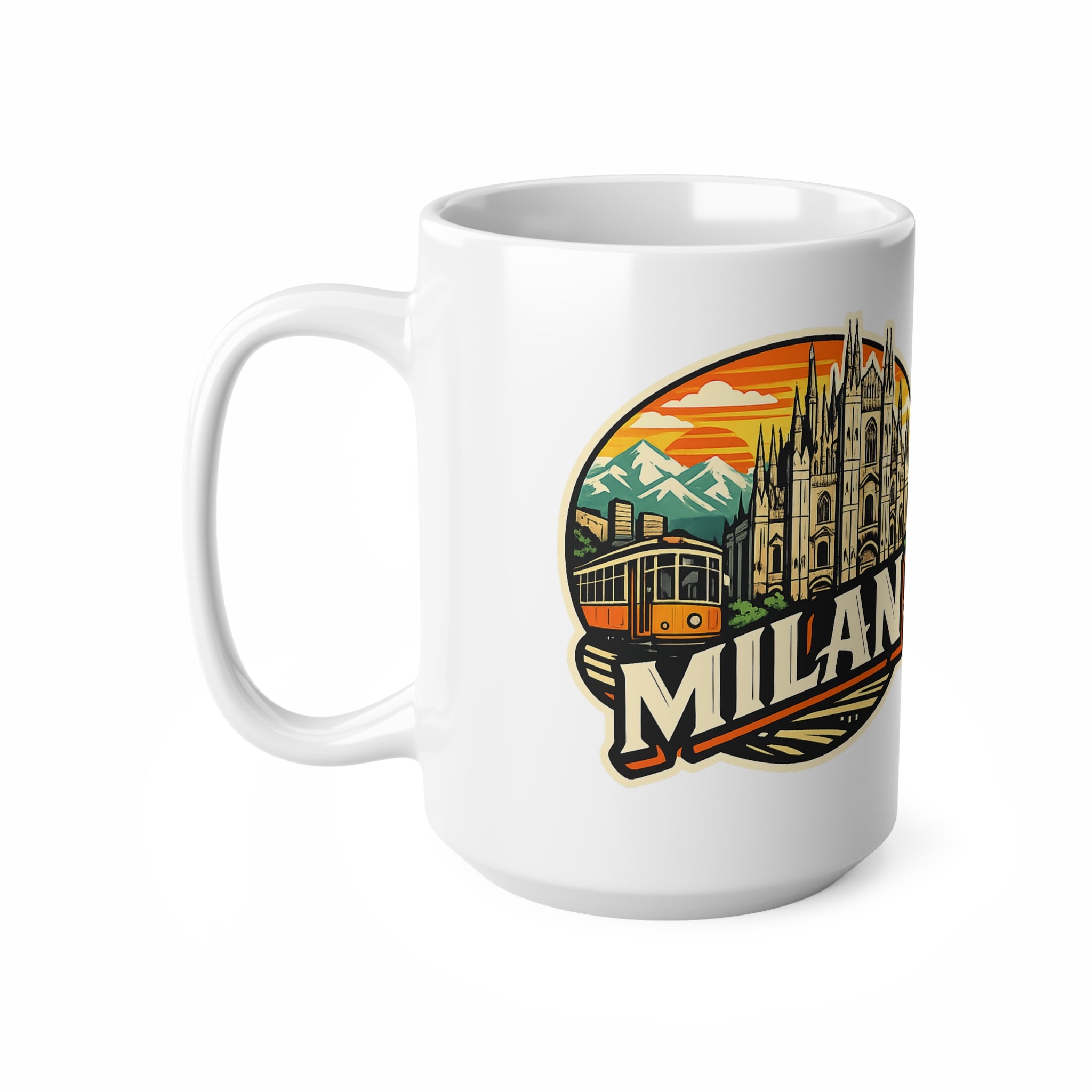 Milan Italy Travel Mug – Vintage Cityscape Ceramic Coffee Cup (11oz & 15oz)