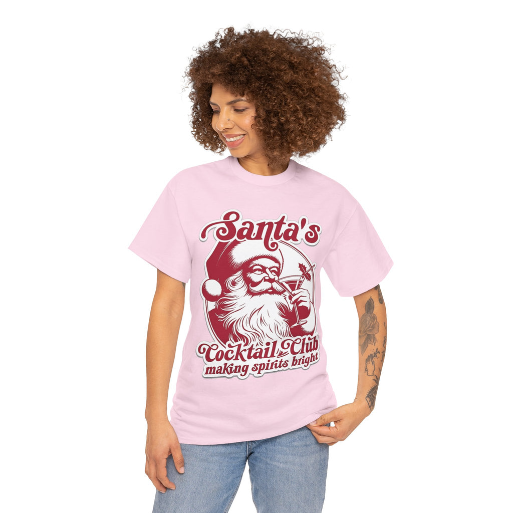 Santa’s Cocktail Club Tee — "Making Spirits Bright" Christmas Shirt