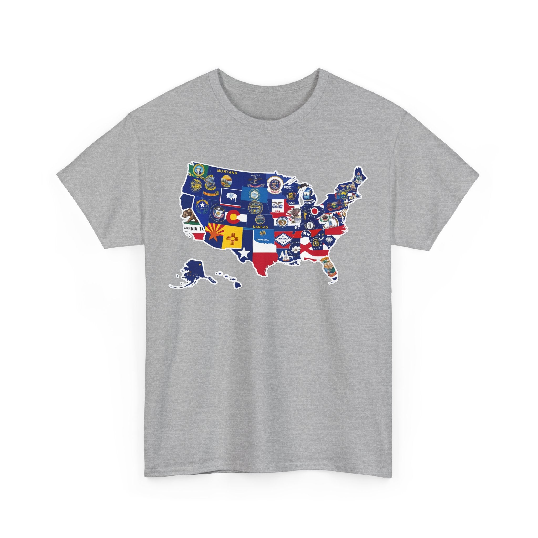 USA Map Flag T-Shirt — United States State Flag Map Tee