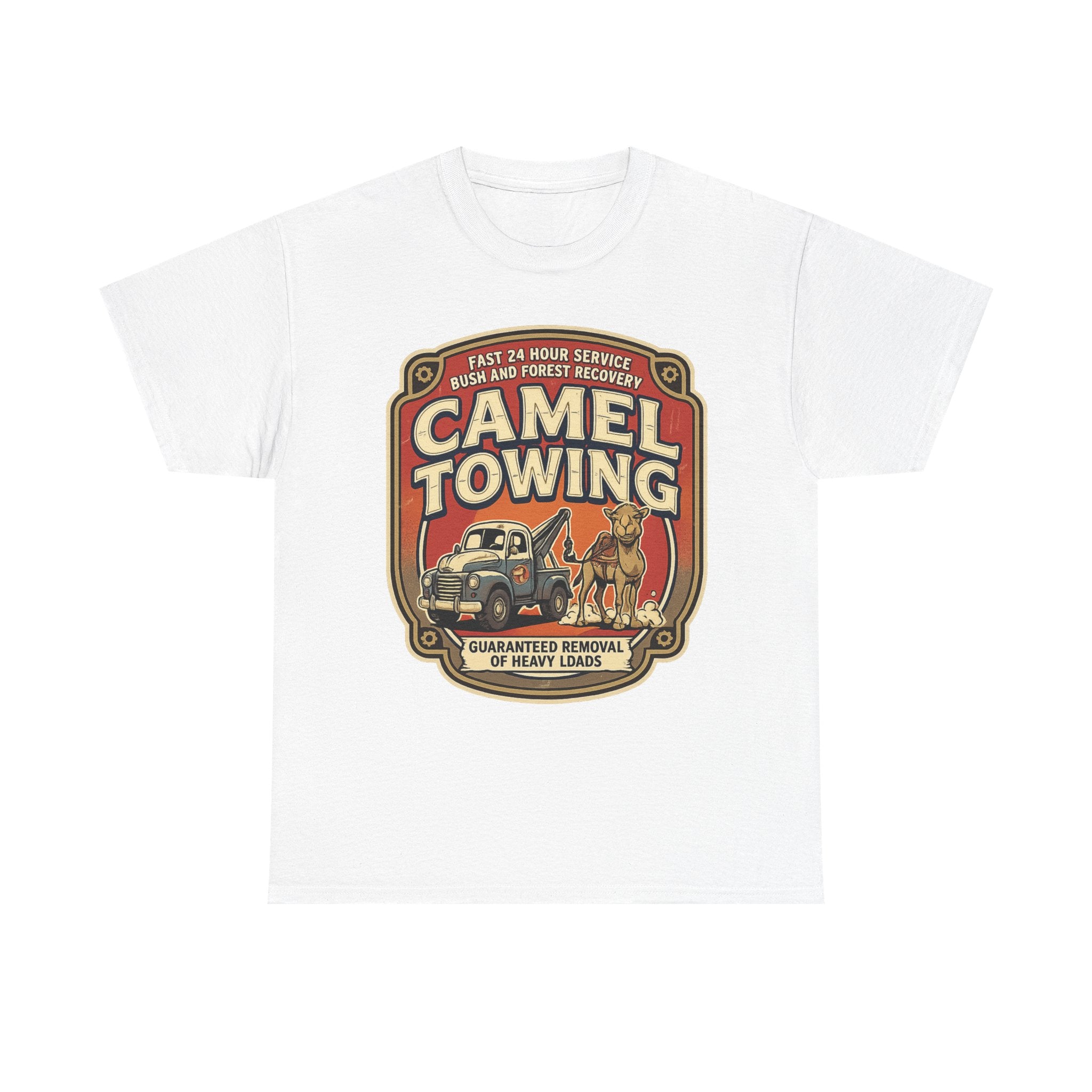 Camel Towing Tee — Vintage Desert Tow Truck Graphic T-Shirt