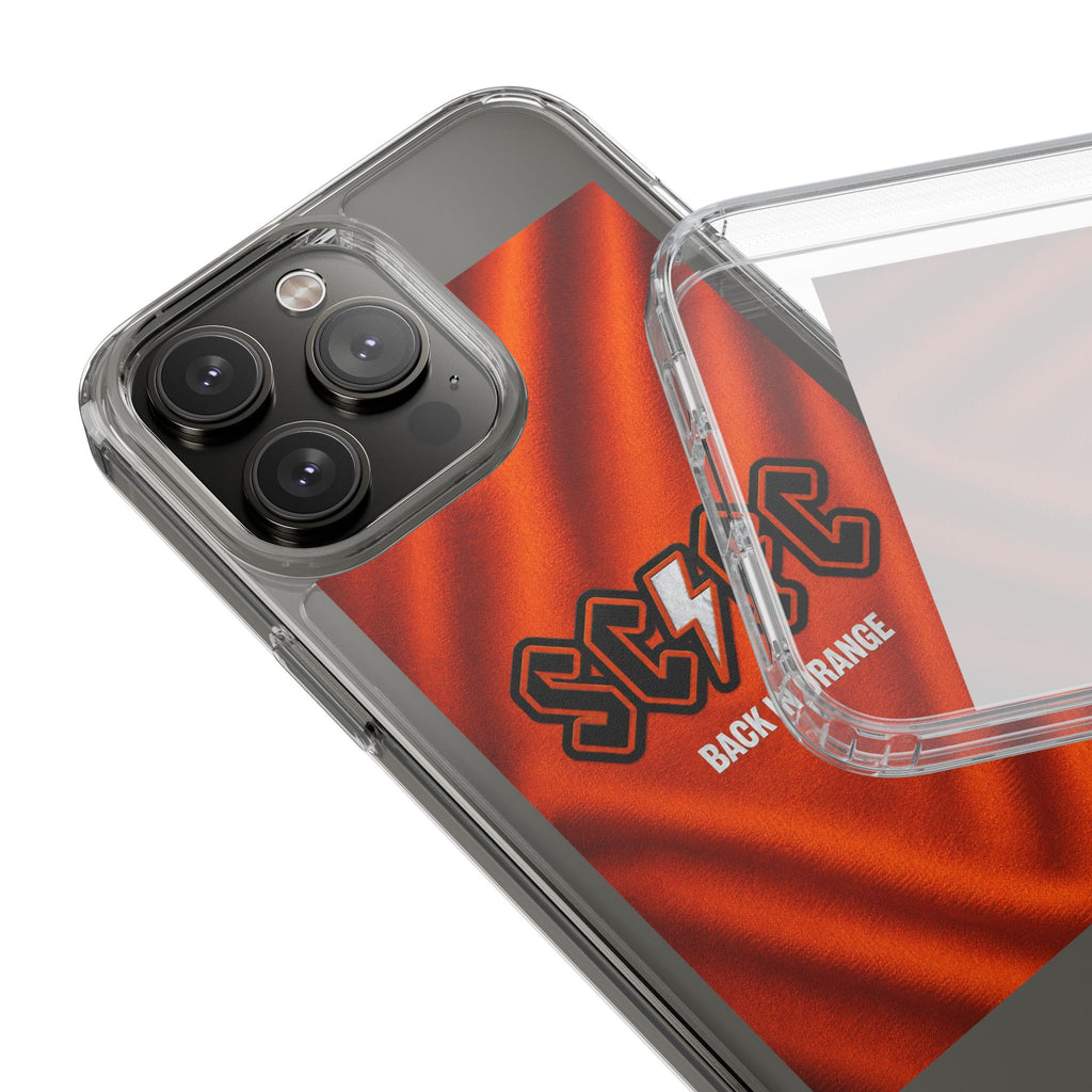 Salford CIty Inspired Phone Case — 'SCFC Back in Orange' Clear Protective Cover