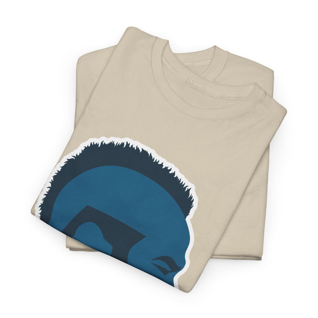 Mr T Profile Silhouette T‑Shirt – Blue Head & Gold Earring Graphic