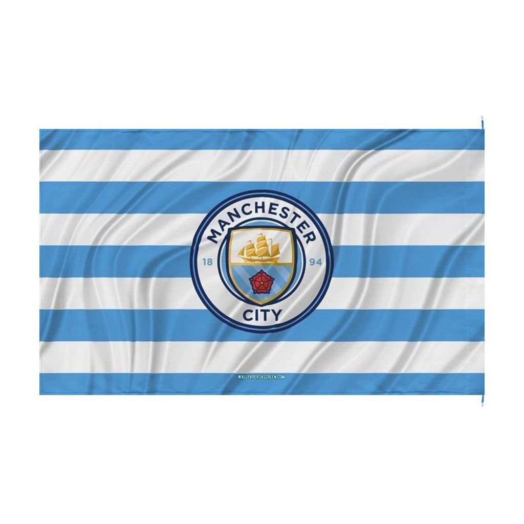 Manchester City Striped Double-Sided Fan Flag