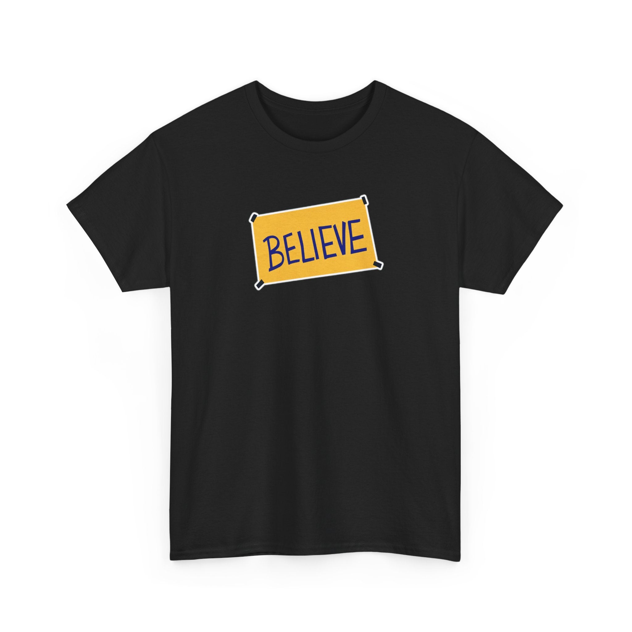 Ted Lasso Inspired Believe Graphic Tee — Inspirational Yellow Patch T-Shirt