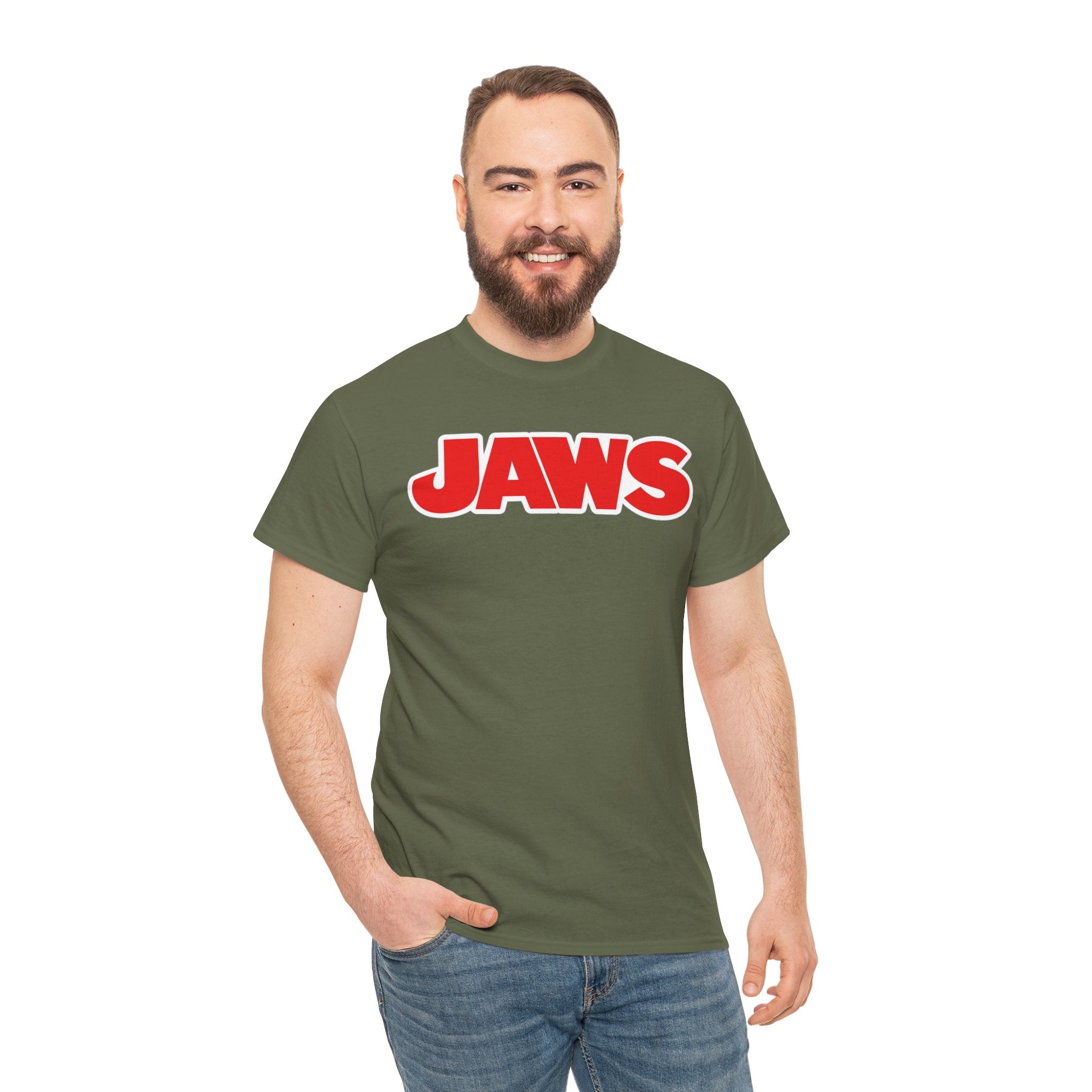 Jaws Logo Tee — Retro Red Movie Graphic T‑Shirt