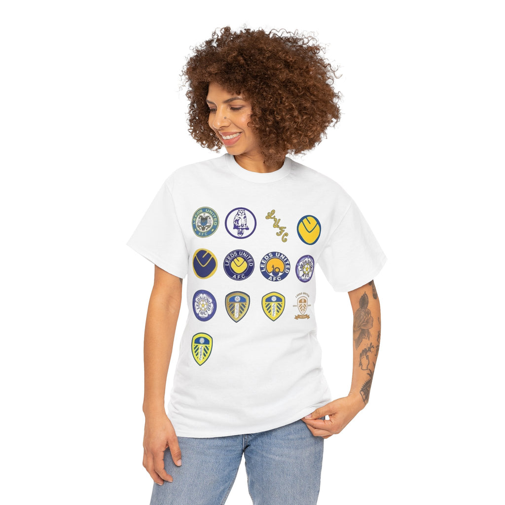 Leeds United Retro Crest Cotton T-Shirt — Vintage Football Club Emblem Tee