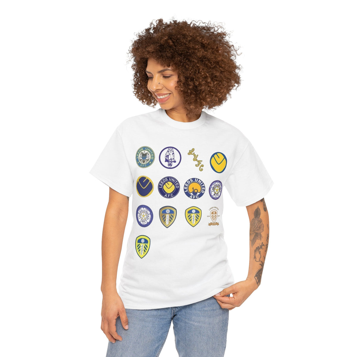 Leeds United Retro Crest Cotton T-Shirt — Vintage Football Club Emblem Tee