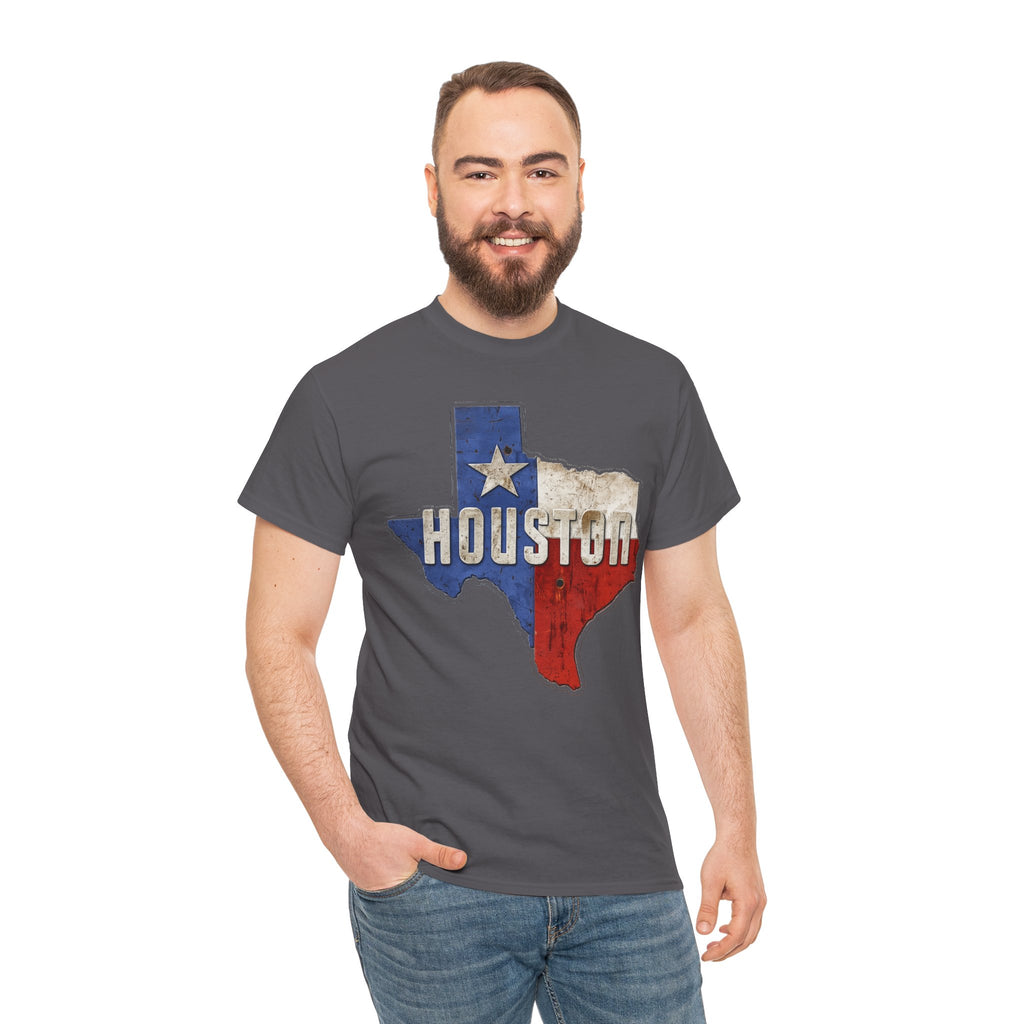 Houston Texas Flag Graphic Tee — Vintage State Outline T-Shirt