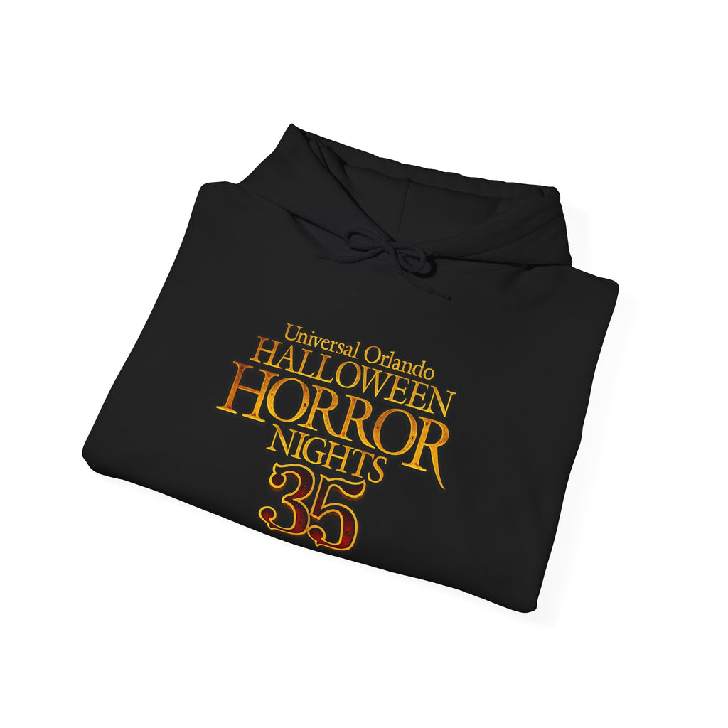 Hoodie — 'Halloween Horror Nights 35' Retro Theme Park Logo Pullover
