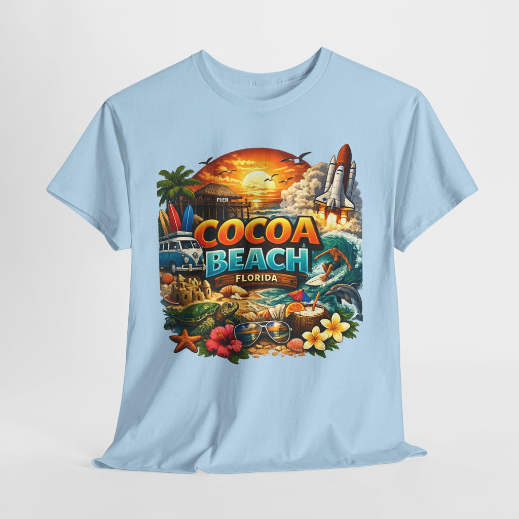 Cocoa Beach Florida Sunset Surf T-Shirt — Retro Beach Vacation Graphic Tee