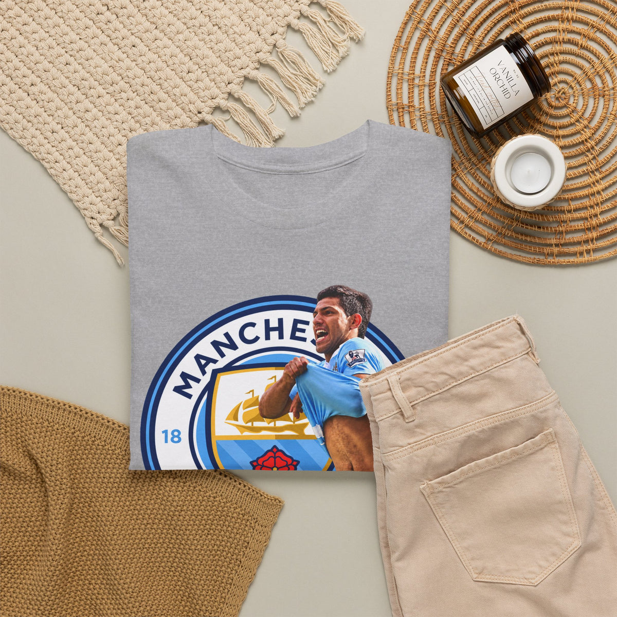 Sergio Aguero Manchester City Legend Soccer Tee — Player Celebration Graphic T-Shirt