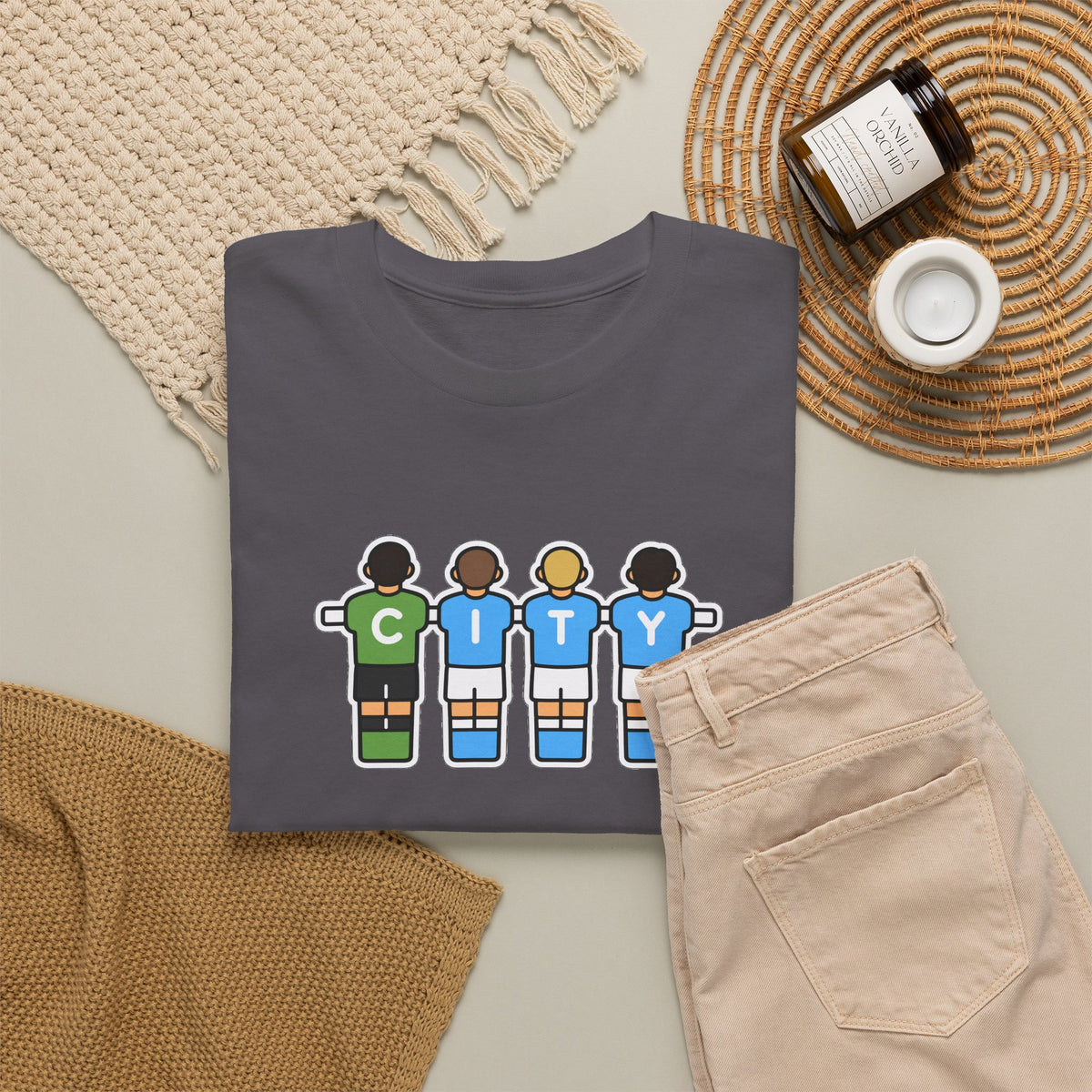 City Soccer Team Tee — Retro Foosball Players Graphic T-Shirt