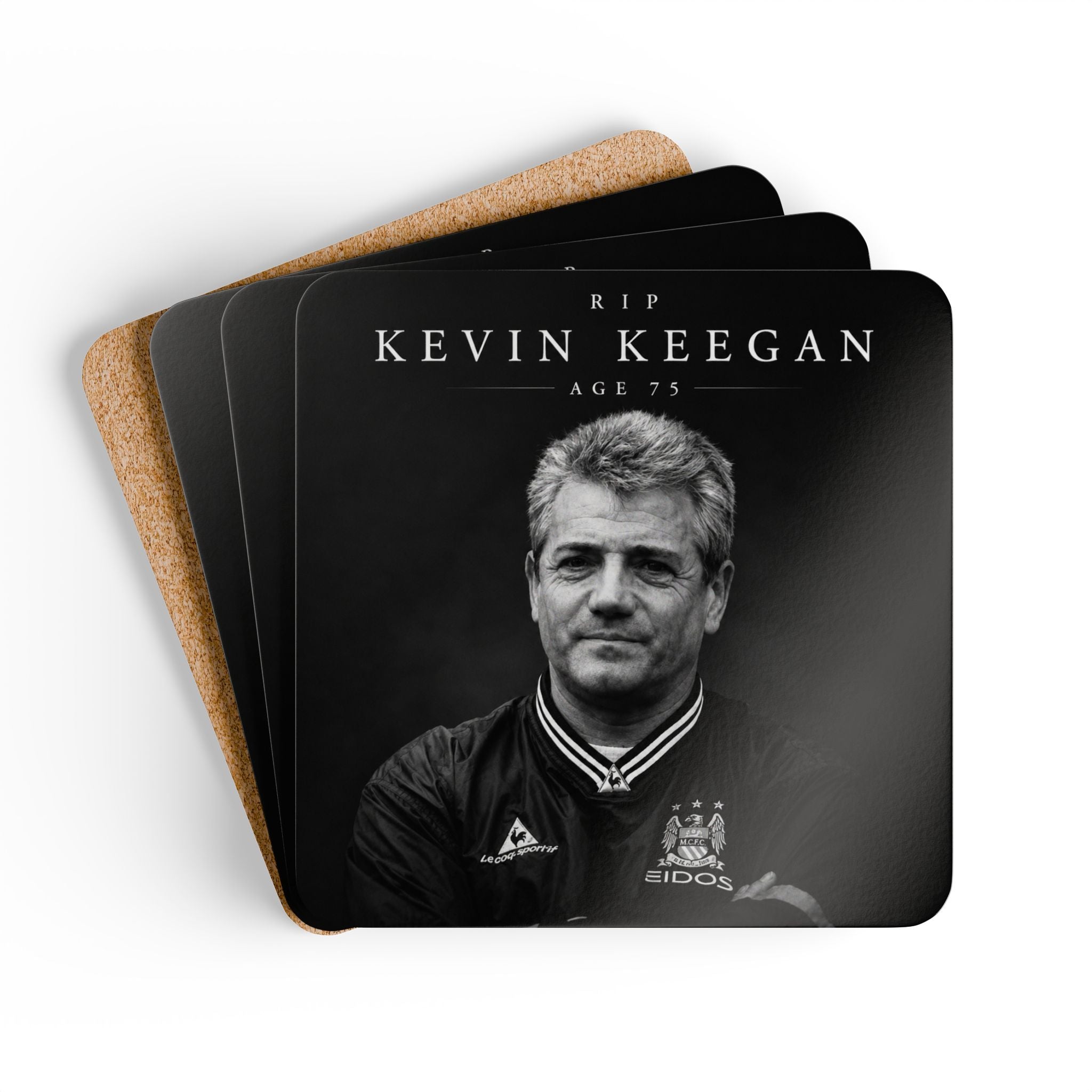 Kevin Keegan Memorial Cork Coaster Set – RIP Kevin Keegan Age 75