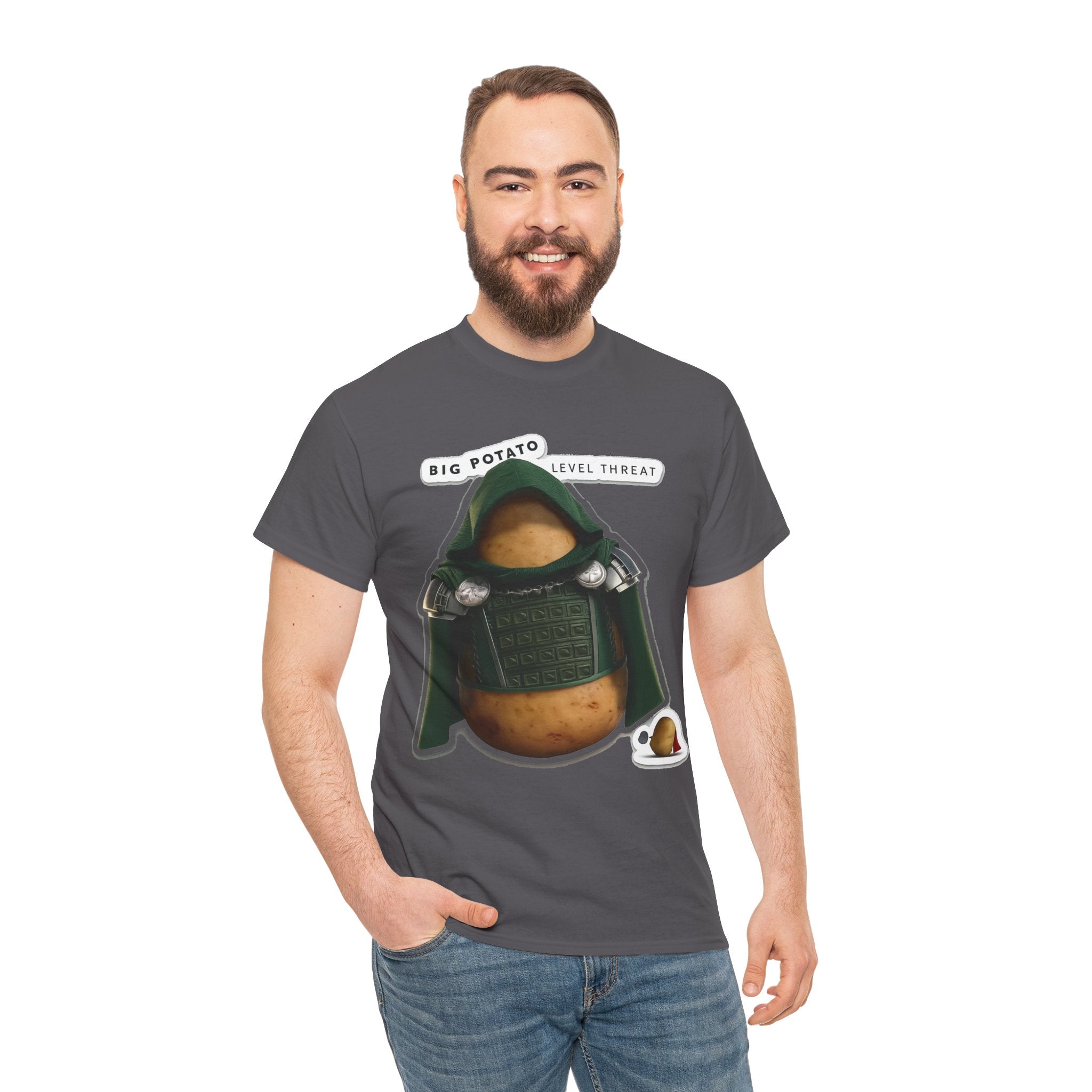 Big Potato "Level Threat" Doom Tee — Funny Potato Soldier Graphic T-Shirt