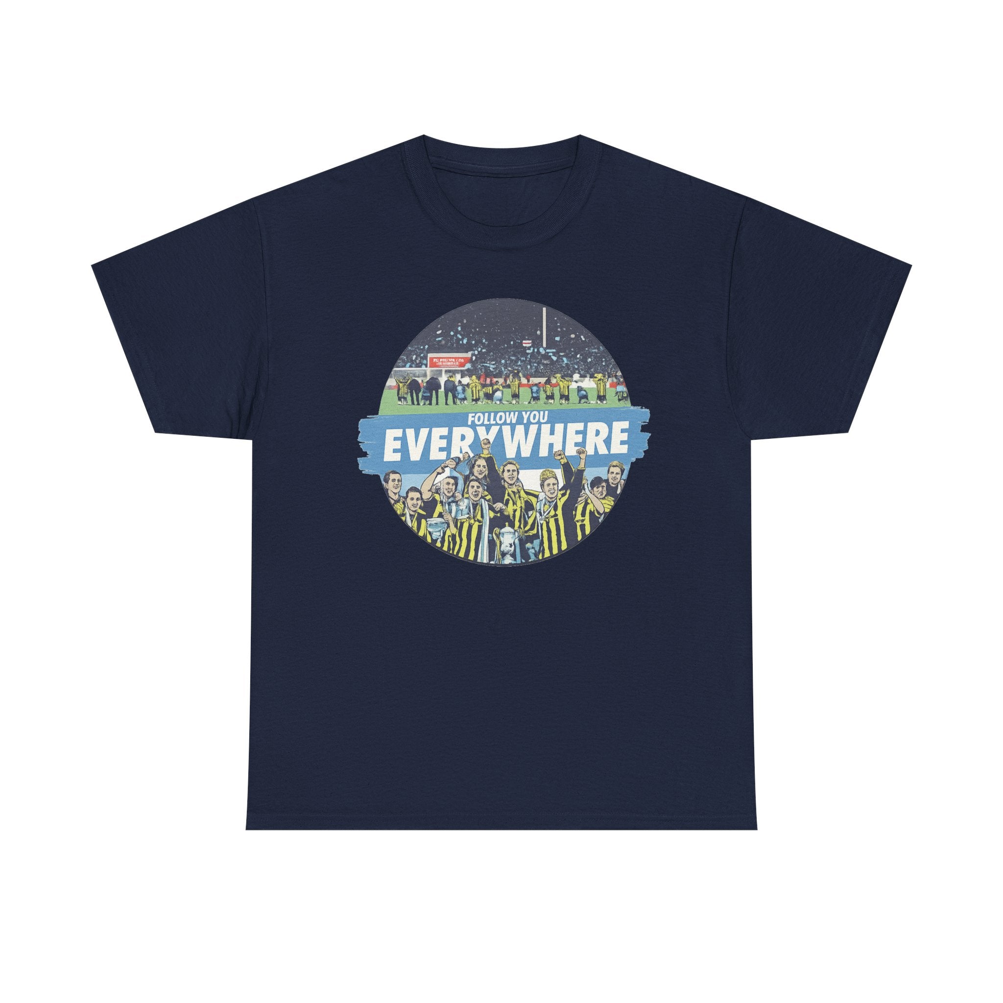 Manchester City Everywhere Soccer Crowd Graphic Tee — 'Follow You Everywhere' Fan Shirt