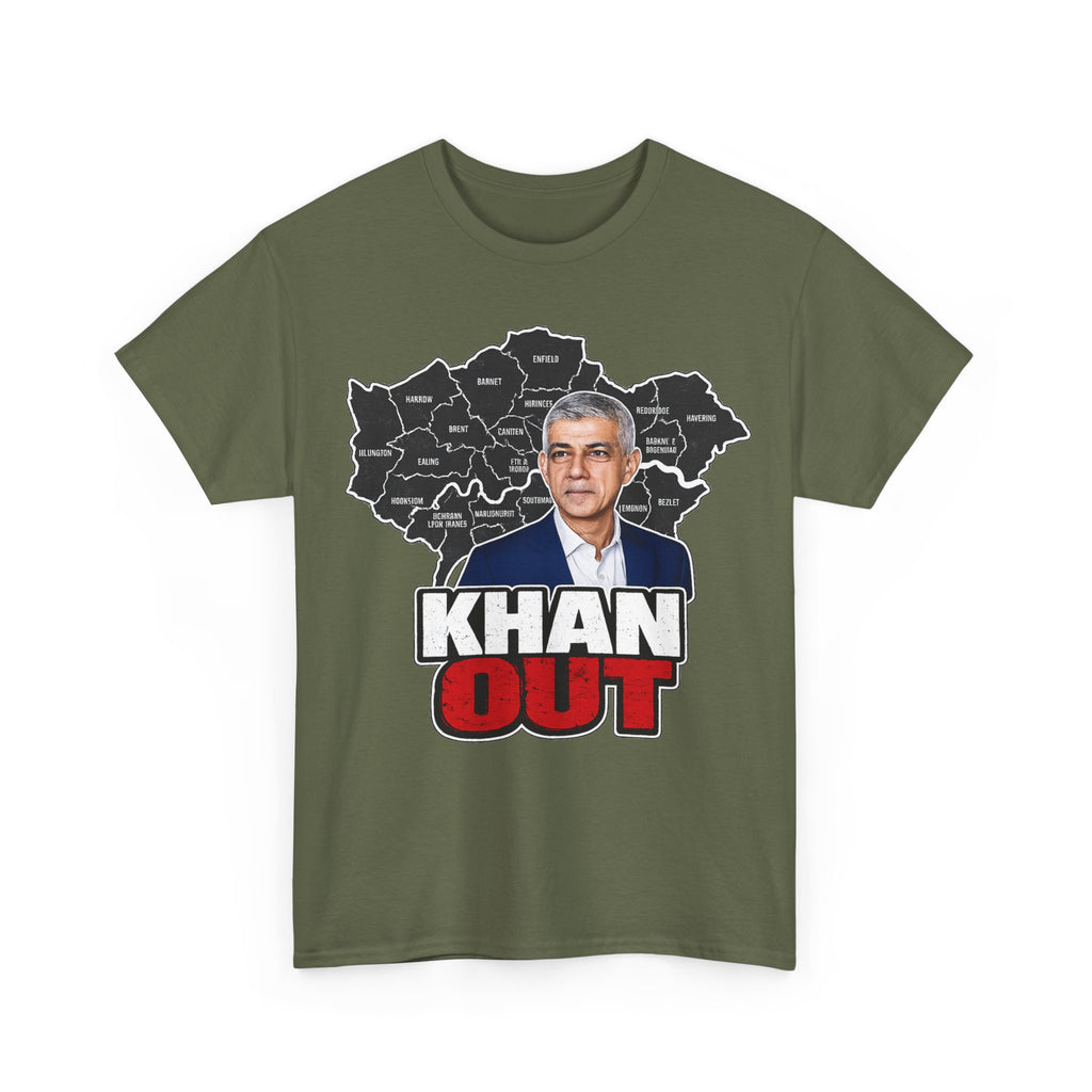 Sadiq Khan Out" Political Protest Tee with Sadiq Khan Graphic T-Shirt