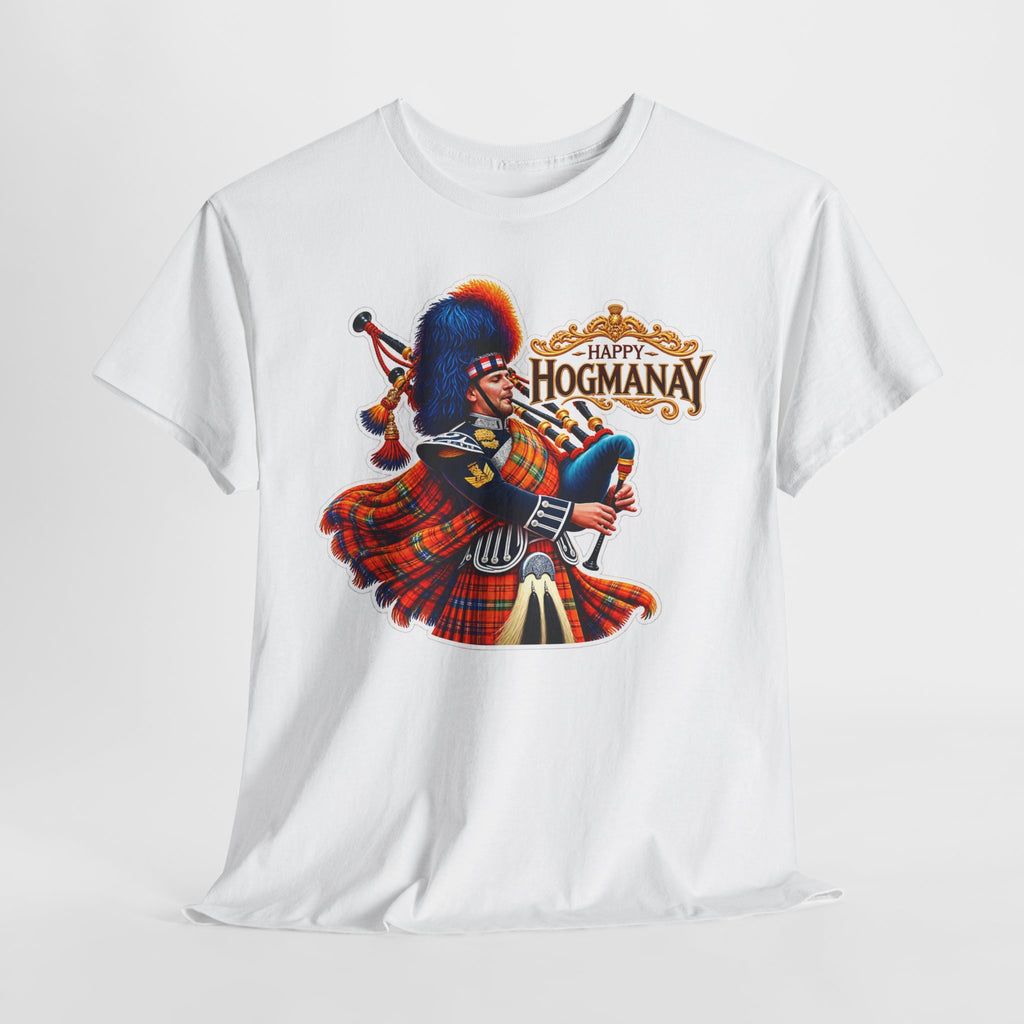 Hogmanay Bagpiper T‑Shirt — Happy Hogmanay Scottish New Year Tee