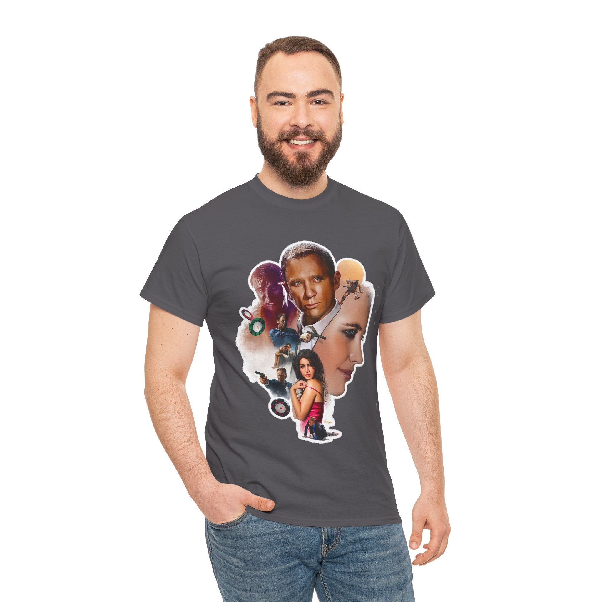 Jame Bond Movie Collage T‑Shirt — Vintage Film Noir Portrait Tee