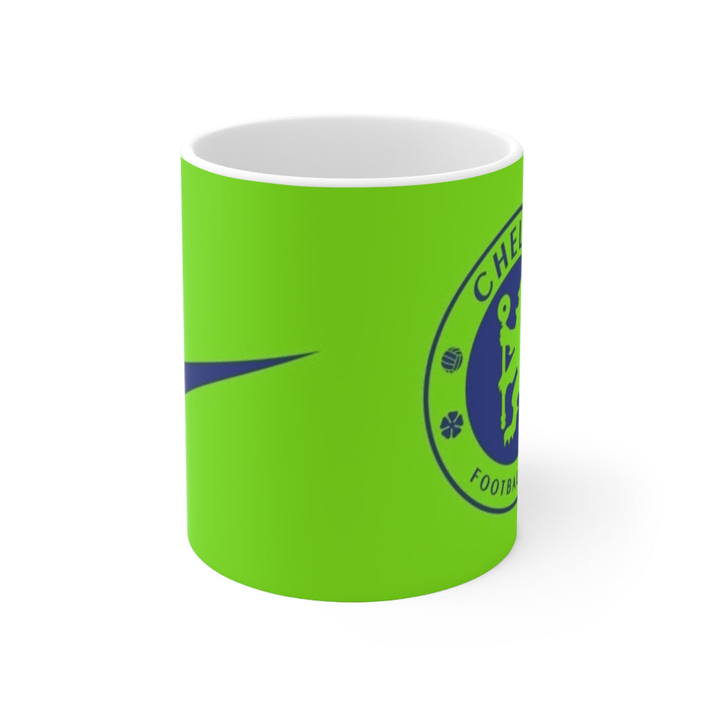 Chelsea-Inspired Neon Green Football Mug (11oz, 15oz)