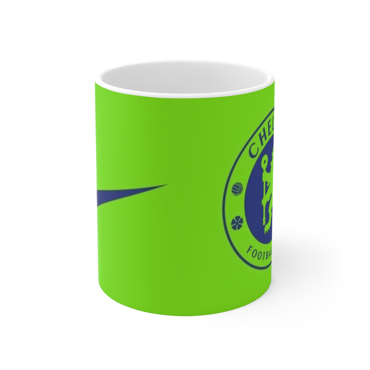 Chelsea-Inspired Neon Green Football Mug (11oz, 15oz)