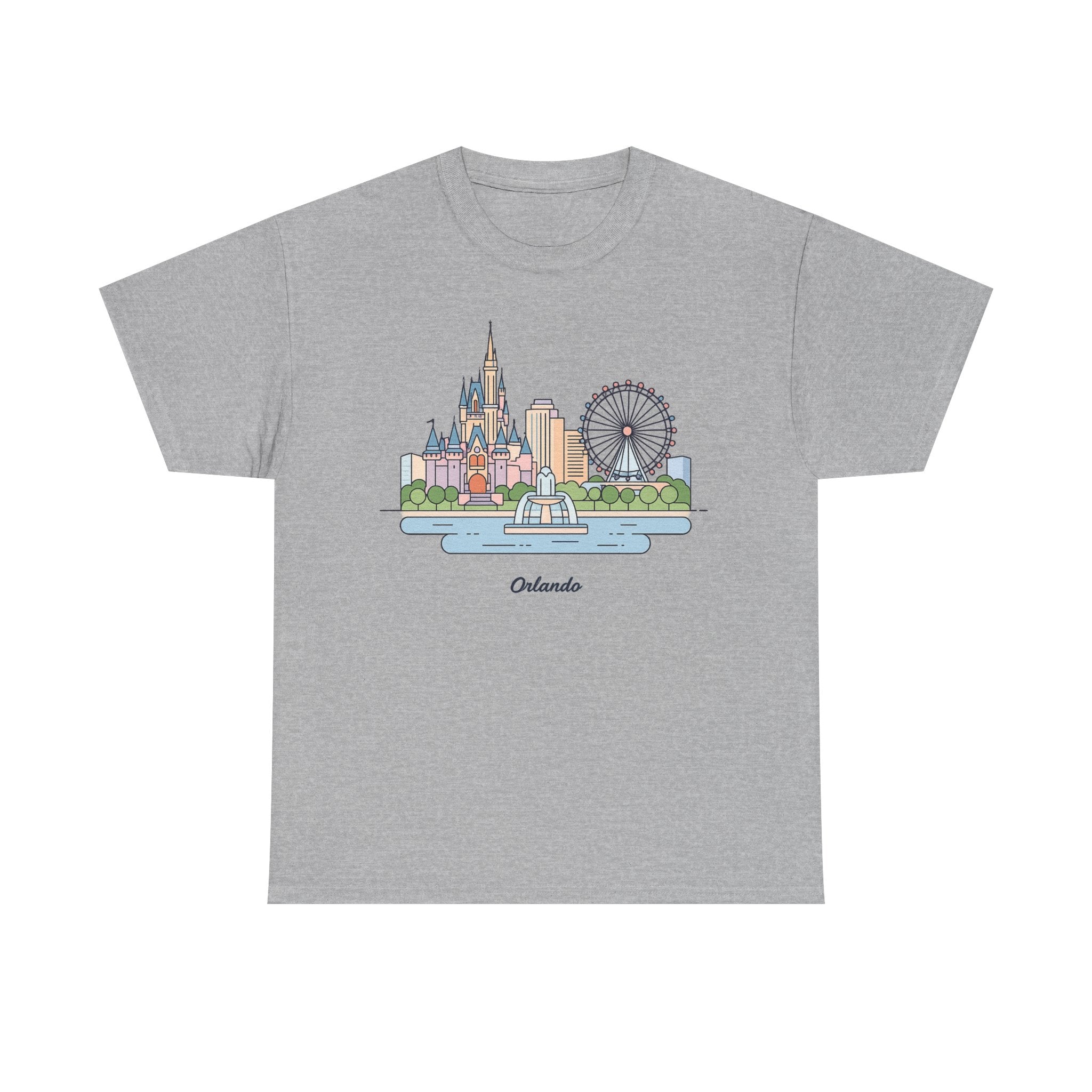 Orlando Skyline T-Shirt — Cute Cityscape Graphic Tee with 'Orlando' Text