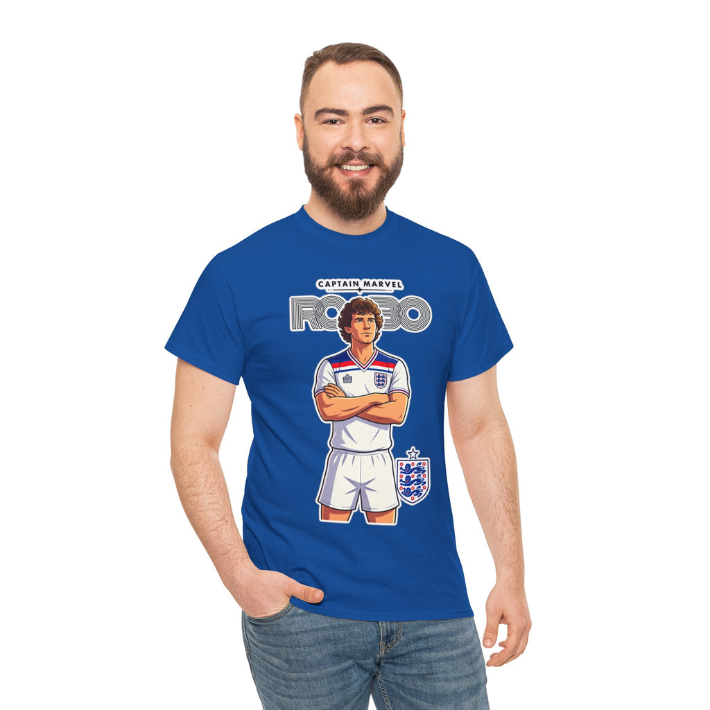 Bryan Robson Retro England Football Cotton T-Shirt / Tee — "Captain Marvel" Soccer Player Graphic