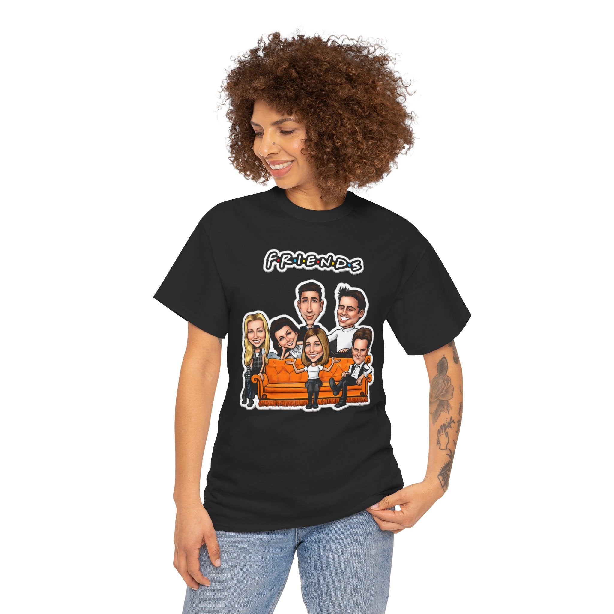 Friends TV Show Cartoon Cast T-Shirt — Iconic Couch Graphic Tee