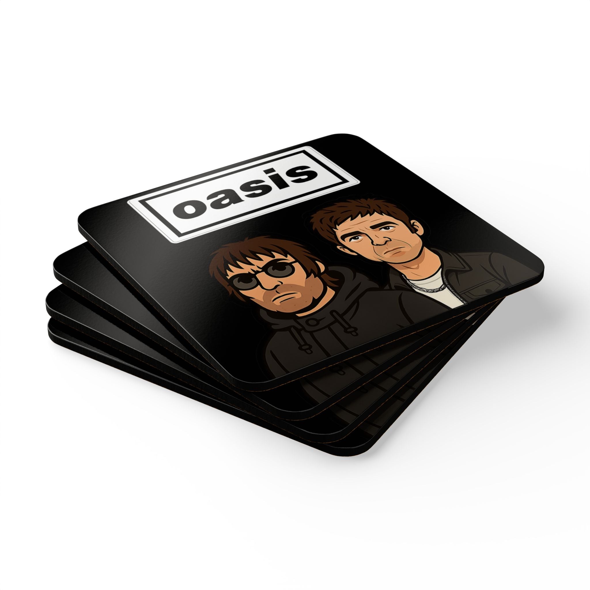 Oasis Inspired Band Cork Coaster Set – Retro Rock Music Drink Coasters