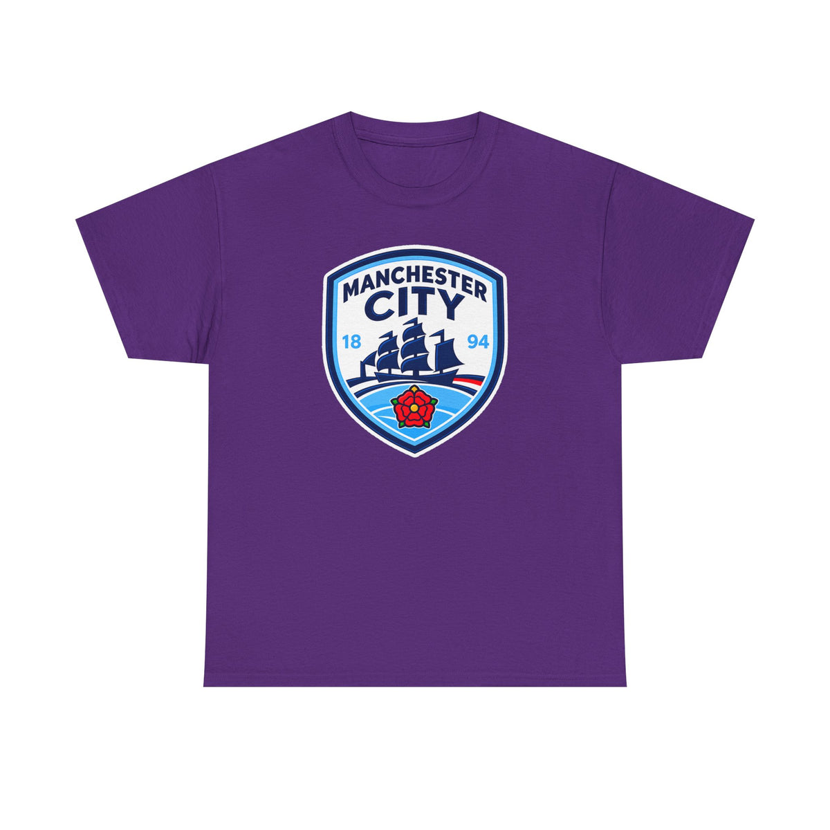 Manchester City Inspired Crest Cotton T-Shirt
