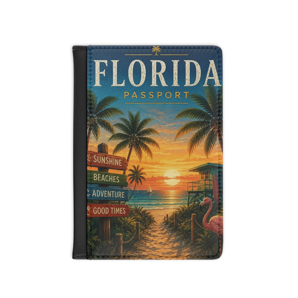 Florida Passport Cover — Vintage Sunset Beach Travel Holder