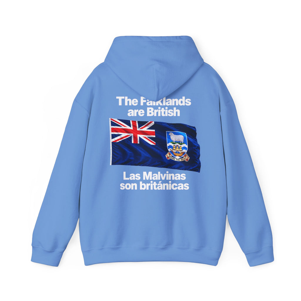 Falklands Are British Hoodie – Bilingual 'Las Malvinas son británicas' Flag Pullover