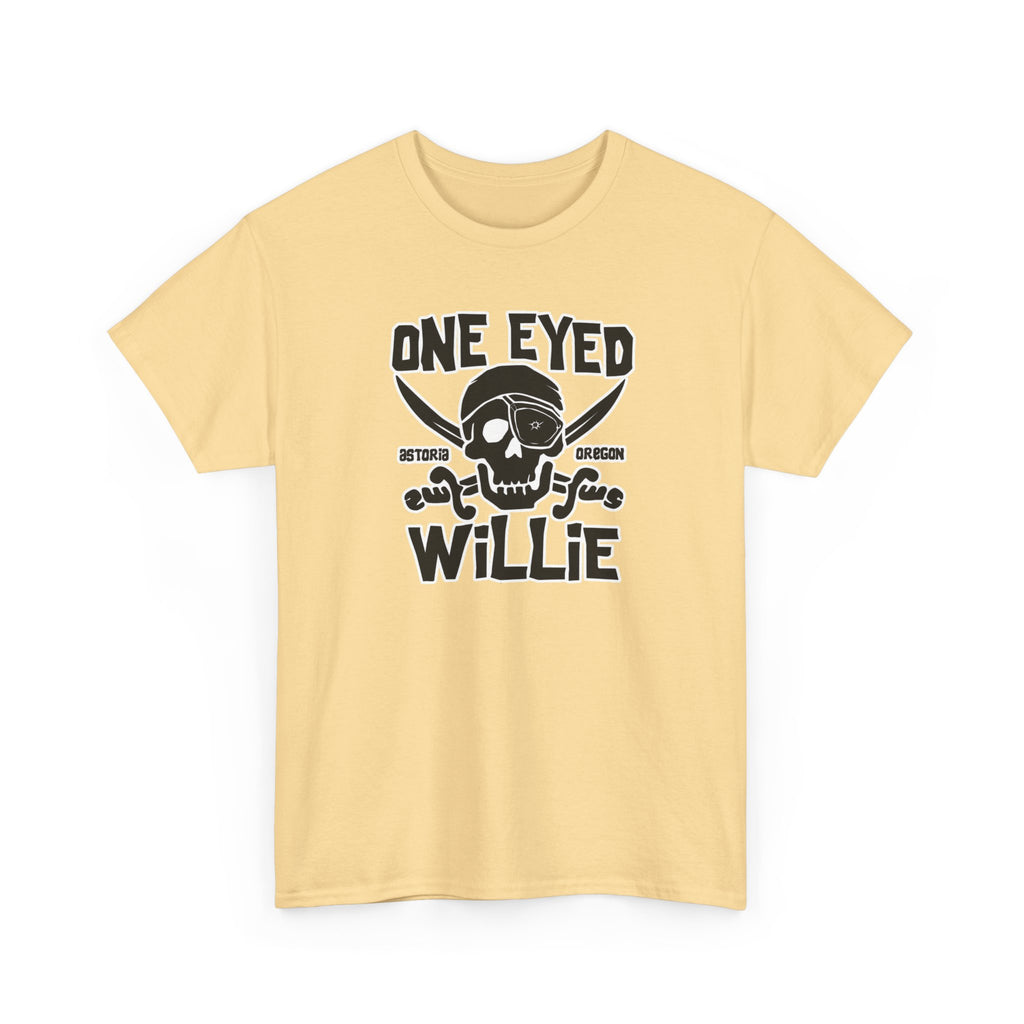 One Eyed Willie Pirate Skull Tee — Retro Nautical Adventure Graphic Shirt