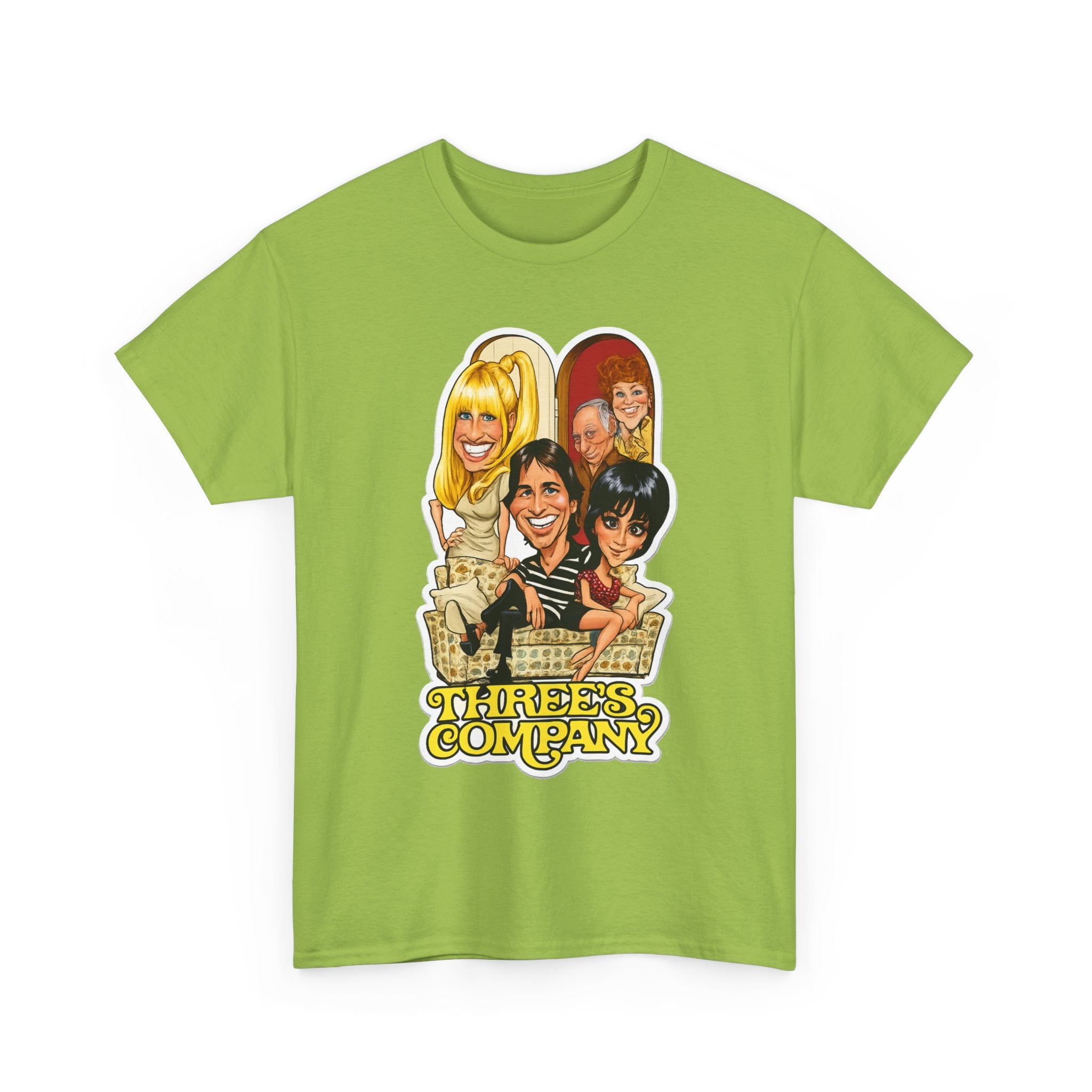 Three's Company Retro TV Tee — Vintage Sitcom Caricature T-Shirt