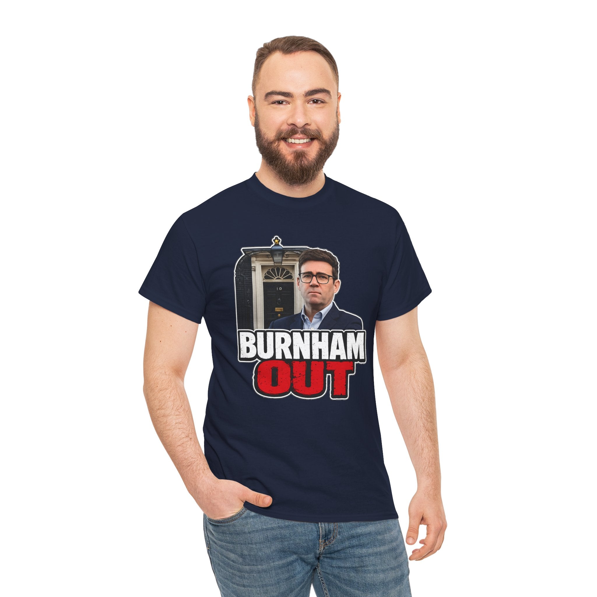 Andy Burnham Out Political Satire T‑Shirt — "Burnham Out" Protest Tee