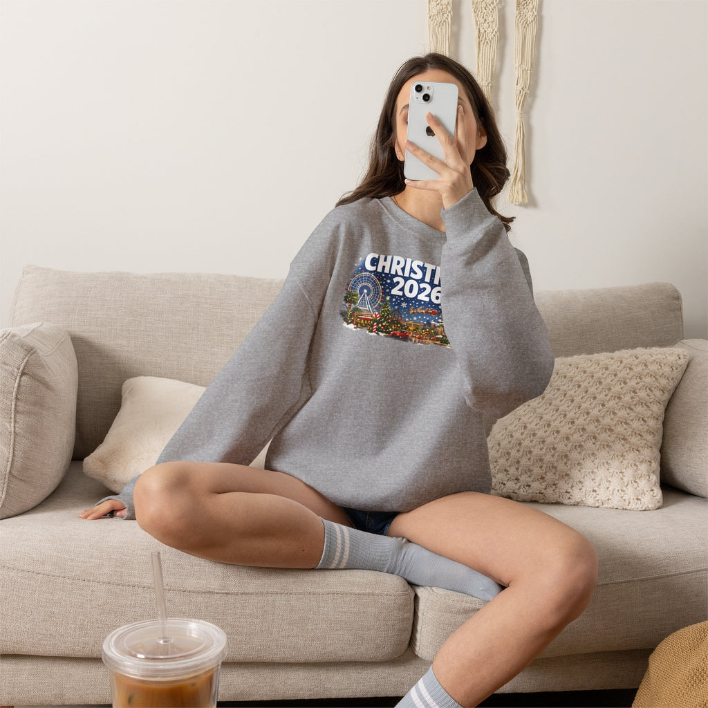 Christmas 2026 Holiday Sweatshirt – Festive Winter Cityscape Crewneck
