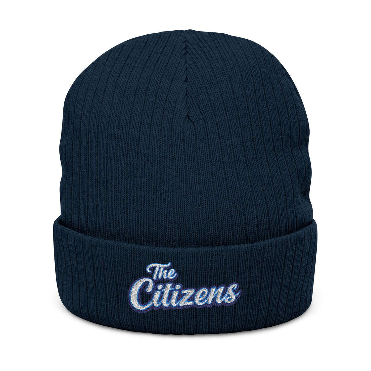 Embroidered 'The Citizens' Ribbed Knit Beanie - Cozy Black Winter Hat
