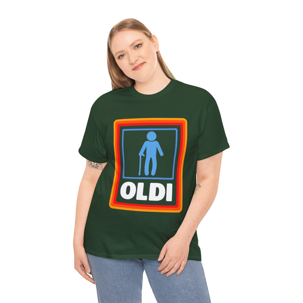 Oldi Retro Logo Tee — Funny Elderly Humour T-Shirt